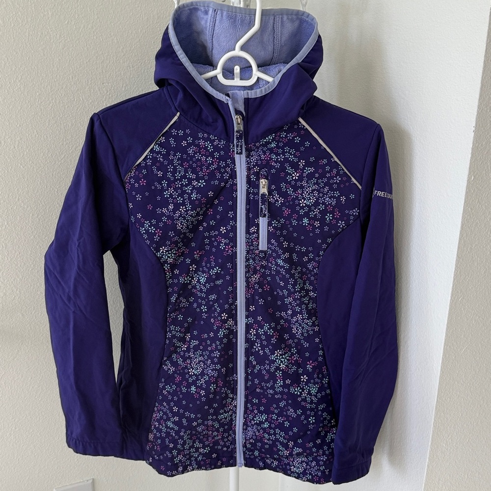 Free Country Girls Purple Jacket Faux Fur lined Inside Hoody Size 14/16 XXL